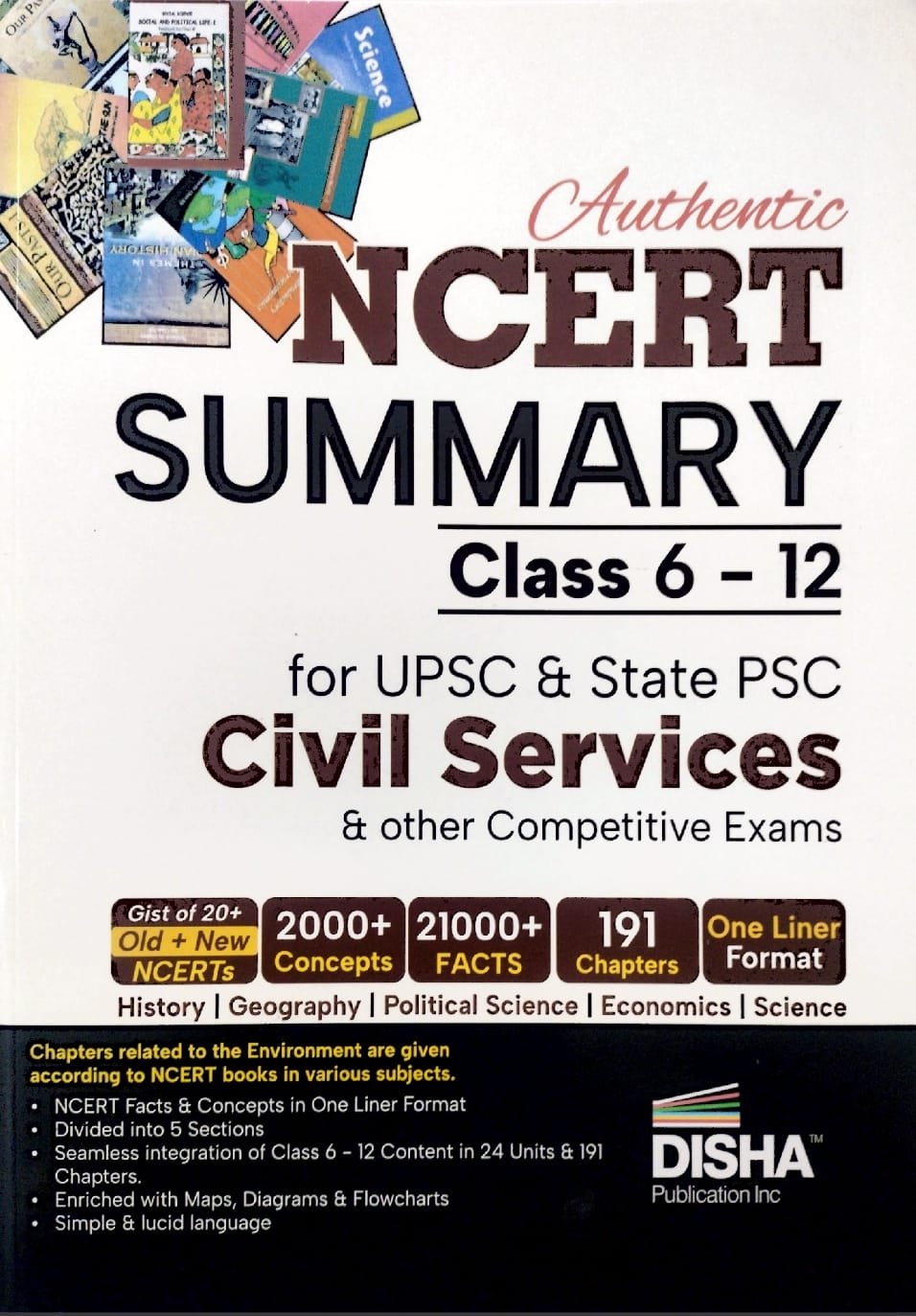 DISHA PUBLICATION INC AUTHENTIC NCERT SUMMARY CLASS 6-12 FOR UPSC &STATE PSC CIVILSERVICES &OTHER COMPETITIVE EXAMS EM