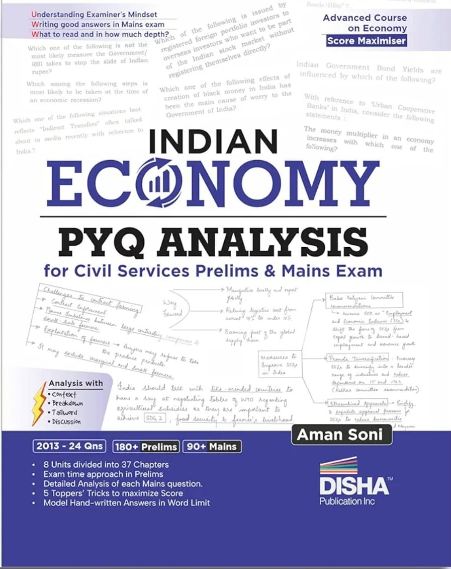DISHA PUBLICATIONS INDIAN ECONOMY PYQ ANALYSIS AUTHOR AMAN SONI EM