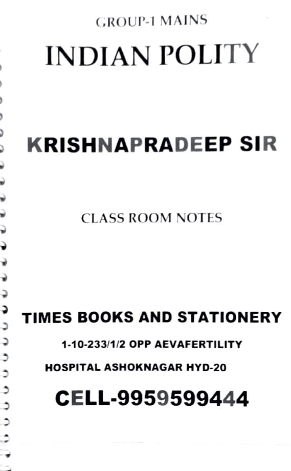 GROUP-1 MAINS POLITY,GOVERNANCE CLASSNOTES KRISHNAPRADEEP SIR TELUGU MEDIUM