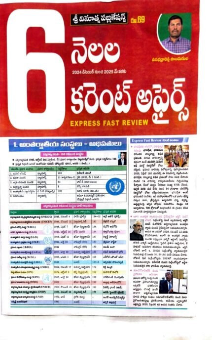 VINOOTNA PUBLICATIONS 6 MONTHS CURRENT AFFAIRS EXPRESS FAST REVISION CHART TM
