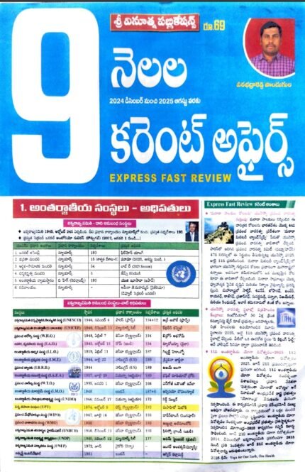 VINUTHNA 9 MONTHS CURRENT AFFAIRS (DEC 2024-AUGUST 2025) CHART FORMAT [TELUGU MEDIUM]